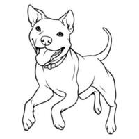 américain fosse taureau, main tiré dessin animé personnage, chien icône. vecteur