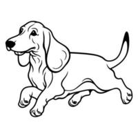 basset chien, main tiré dessin animé personnage, chien icône. vecteur