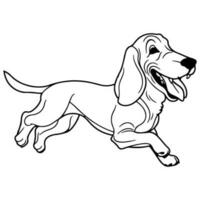 basset chien, main tiré dessin animé personnage, chien icône. vecteur