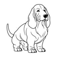 basset chien, main tiré dessin animé personnage, chien icône. vecteur