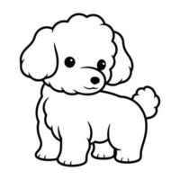 bichon frise, main tiré dessin animé personnage, chien icône. vecteur