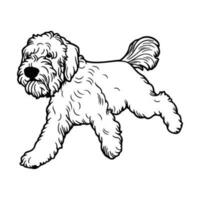 noir russe terrier, main tiré dessin animé personnage, chien icône. vecteur