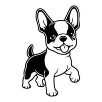 Boston terrier, main tiré dessin animé personnage, chien icône. vecteur