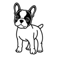 Boston terrier, main tiré dessin animé personnage, chien icône. vecteur