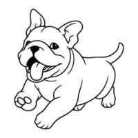 bouledogue, main tiré dessin animé personnage, chien icône. vecteur