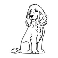 Anglais cocker épagneul chien, main tiré dessin animé personnage, chien icône. vecteur