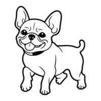 français bouledogue chien, main tiré dessin animé personnage, chien icône. vecteur