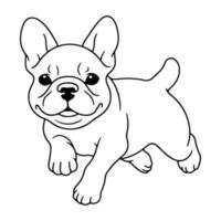 français bouledogue chien, main tiré dessin animé personnage, chien icône. vecteur