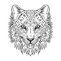 jaguar tête contour, bien pour coloration livres, impressions, autocollants, conception ressources, logo et plus. vecteur