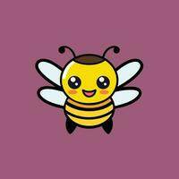 mignonne en volant abeille dessin animé vecteur icône illustration. animal la nature icône concept isolé. plat dessin animé style