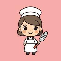 mignonne Masculin chef illustration, main tiré dessin animé art. haute qualité vecteur pour culinaire et cuisine dessins