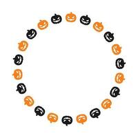 rond jack o lanterne citrouille Halloween Cadre frontière silhouette. social médias Publier carte modèle vecteur illustration.