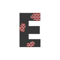 lettre e avec brique mur logo vecteur conception bâtiment entreprise, Créatif initiale lettre et mur logo modèle