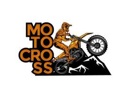 motocross avec une cavalier sur une moto, motocross logo vecteur illustration