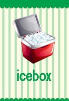 flashcard de vocabulaire avec le mot icebox vecteur