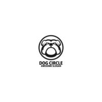 chien tête avec cercle logo conception ligne art vecteur