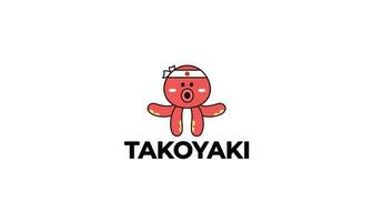 takoyaki poulpe logo conception vecteur