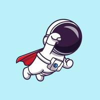 mignonne astronaute super en volant dessin animé vecteur icône illustration. science La technologie icône concept isolé prime vecteur. plat dessin animé style