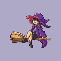 mignonne sorcière Halloween dessin animé vecteur