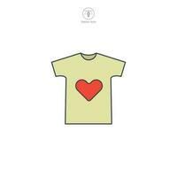 vêtements don. T-shirt avec cœur icône symbole vecteur illustration isolé sur blanc Contexte