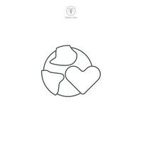 globe avec cœur icône symbole vecteur illustration isolé sur blanc Contexte