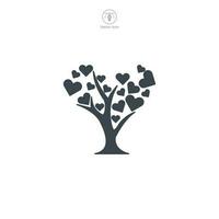 arbre avec cœur icône symbole vecteur illustration isolé sur blanc Contexte