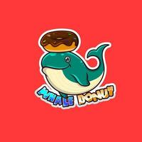 gratuit vecteur mignonne baleine mascotte avec une Donut au dessus le tête