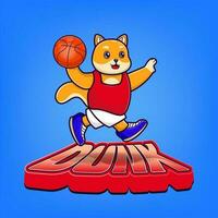 shiba inu et basketball mascotte gratuit vecteur