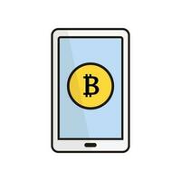bitcoin Paiement avec téléphone intelligent. vecteur. vecteur