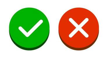 vérifier marque et traverser marque bouton icône ensemble. Succès ou échec. bien ou mal signal. vecteur. vecteur