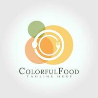 nourriture logo, coloré fourchette et cuillères icône concept -vecteur vecteur