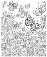 papillon coloration page pour adultes vecteur