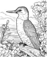 cormoran contour coloration page vecteur
