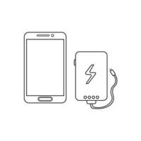 main tiré des gamins dessin dessin animé vecteur illustration téléphone et powerbank icône isolé sur blanc Contexte