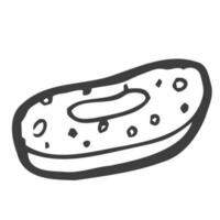 Donut main tiré contour griffonnage icône. vecteur esquisser illustration de vitré Donut pour imprimer, la toile, mobile et infographie isolé sur blanc Contexte.