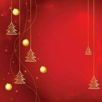 Noël Contexte avec brillant étoiles, confettis, guirlande et coloré des balles. Nouveau année et Noël vecteur carte illustration sur rouge Contexte