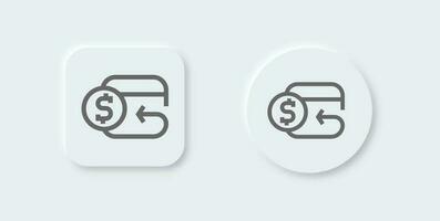 cashback ligne icône dans néomorphe conception style. rembourser panneaux vecteur illustration.