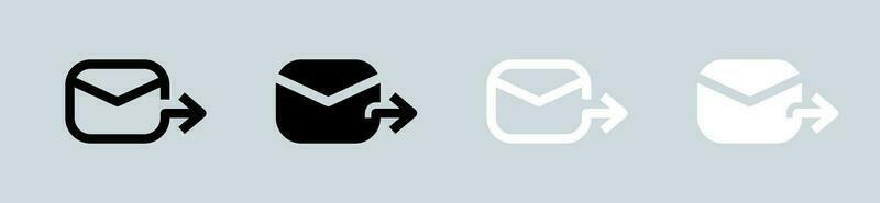 envoyer message icône ensemble dans noir et blanche. courrier panneaux vecteur illustration.