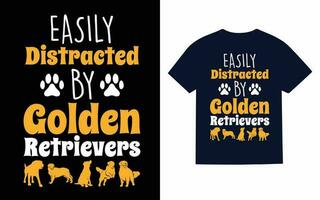 d'or retriever chien typographie T-shirt conception vecteur