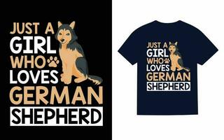 allemand berger chien typographie T-shirt conception vecteur