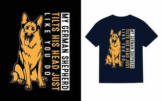 allemand berger chien typographie T-shirt conception vecteur