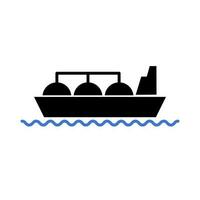 lng pétrolier silhouette icône en mouvement vers l'avant sur le mer. vecteur. vecteur
