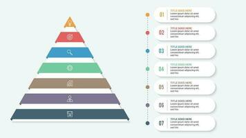 3d pyramide hiérarchie infographie modèle conception avec sept couches vecteur