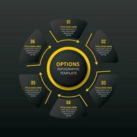 six 6 les options cercle affaires infographie modèle conception vecteur