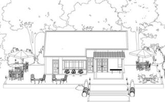 3d illustration de restaurant et café magasin vecteur