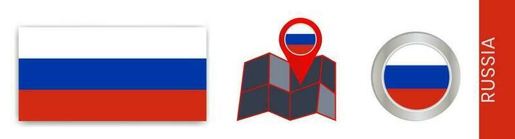 collection de russe nationale drapeaux isolé dans officiel couleurs et russe carte Icônes avec pays drapeaux. vecteur