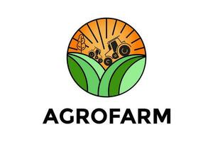 agro ferme logo conception avec le concept de agriculteur tracteur et ligne art style vecteur