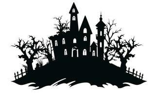 une silhouette vecteur de Halloween hanté loger, hanté maison silhouette collection. effrayant Halloween maison paquet ensemble, halloween à nuit et chauves-souris maison logo