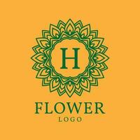 fleur Cadre lettre h initiale vecteur logo conception