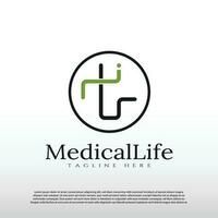 médical logo avec ligne art conception. soins de santé et médical signe ou symbole -vecteur vecteur